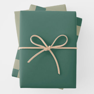 Schachbrett für Waldgrün und Schnittholz und feste Geschenkpapier Set