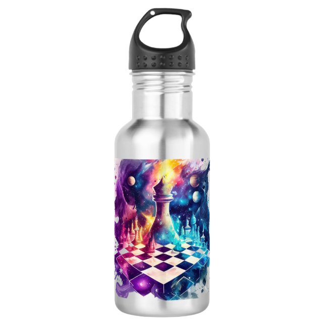 Schachbrett für Wasserfarben Edelstahlflasche (Vorderseite)