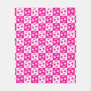 Schachbrett Fußball / Fußballmuster - Rosa Fleecedecke