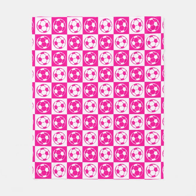 Schachbrett Fußball / Fußballmuster - Rosa   Fleecedecke (Vorderseite)