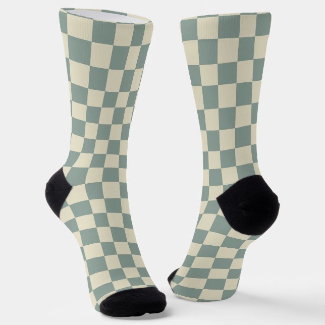 Schachbrett grün und blassgelb socken (Gewinkelt)