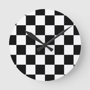 Schachbrett Heimteppich der klassischen Eleganz Runde Wanduhr