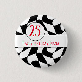 Schachbrett in Schwarz und Weiß, Teller in Papierf Button