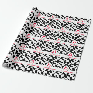 Schachbrett in Schwarz und Weiß, Teller in Papierf Geschenkpapier