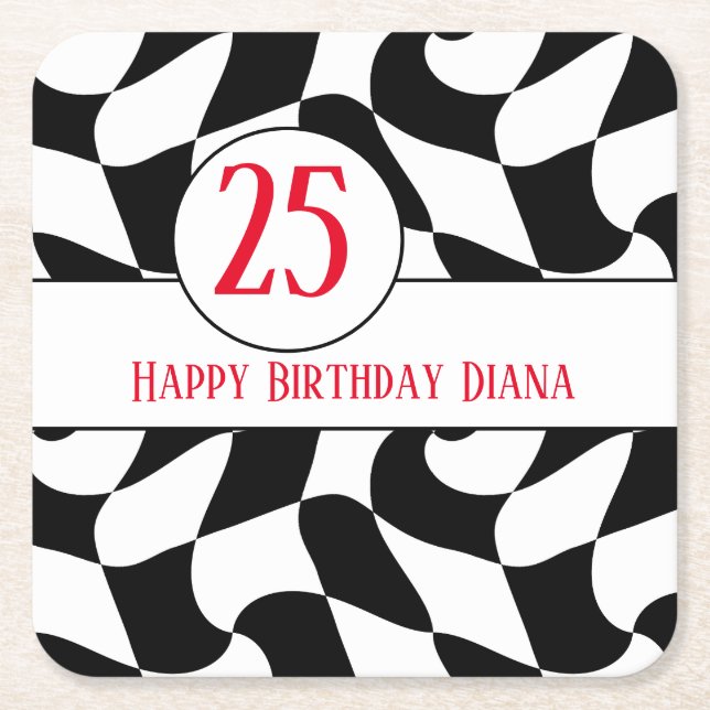 Schachbrett in Schwarz und Weiß, Teller in Papierf Rechteckiger Pappuntersetzer (Vorderseite)