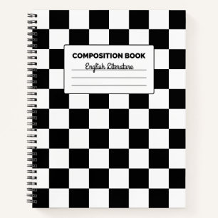 Schachbrett-Komposition in Schwarz und Weiß Notizbuch
