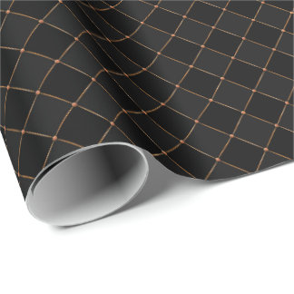 Schachbrett Kupfer Gitter Schwarzes Halloween-Must Geschenkpapier