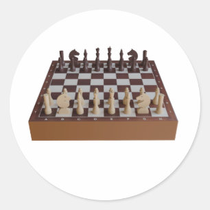 Schachbrett mit Schach Runder Aufkleber