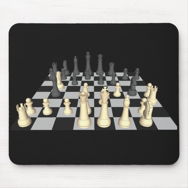 Schachbrett mit Schach-Stücken - Mousepad (Vorne)