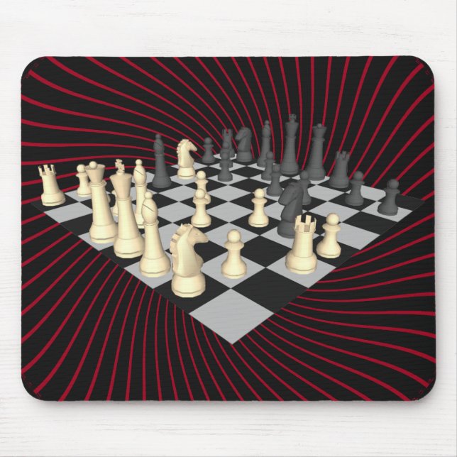 Schachbrett mit Schachfiguren: Benutzerdefiniertes Mousepad (Vorne)