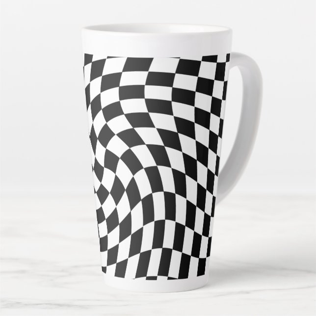 Schachbrett mit schwarzem und weißem Karton Milchtasse (Rechte Ecke)