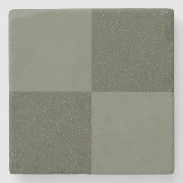 Schachbrett Moss Green Stone Untersetzer - Anpassb (Vorderseite)
