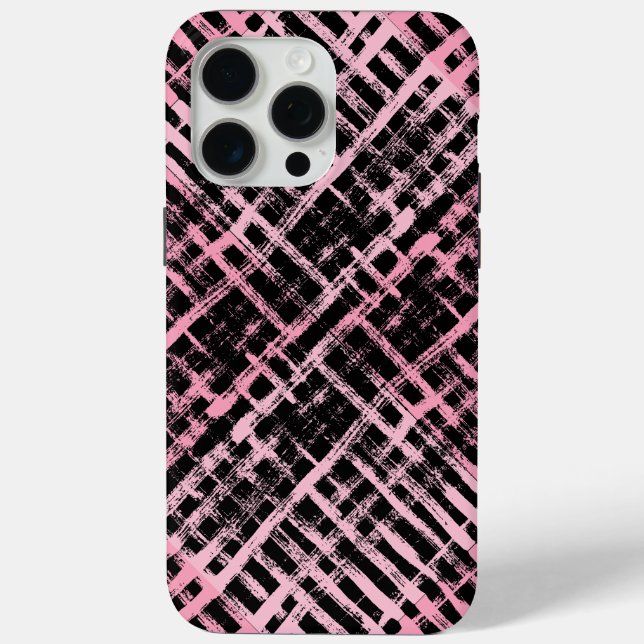 Schachbrett Muster -06P.Pink Black BG Case-Mate iPhone Hülle (Rückseite)