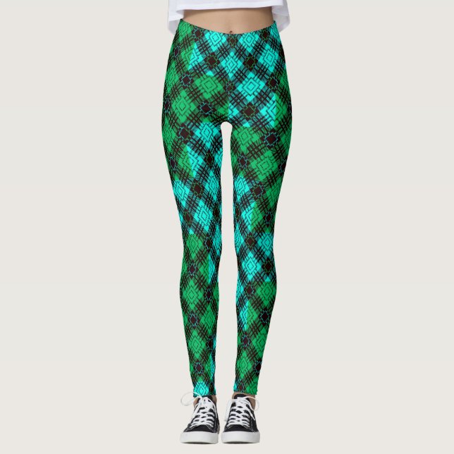 Schachbrett Muster -12A Leggings (Vorderseite)