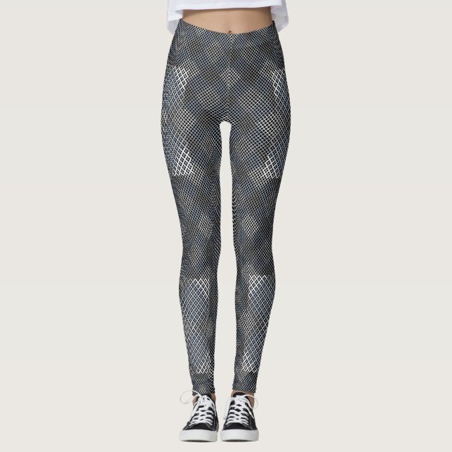 Schachbrett Muster diagonal 2tones.bx4x4 BLK BG Leggings (Vorderseite)