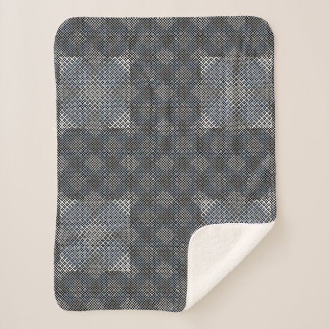 Schachbrett Muster diagonal 2tones.bx4x4 BLK BG Sherpadecke (Vorderseite)