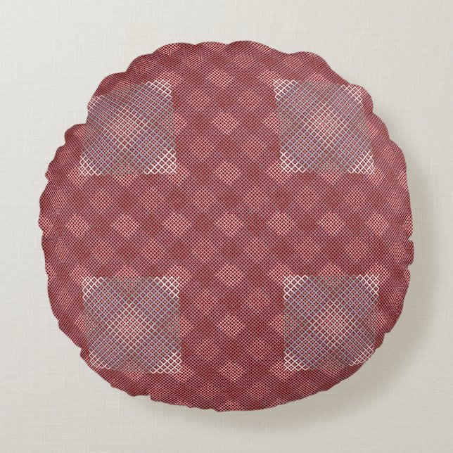 Schachbrett Muster diagonal 2tones.bx4x4 DRed BG Rundes Kissen (Vorderseite)