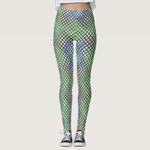 Schachbrett Muster diagonal blau 02.w Byellow BG Leggings