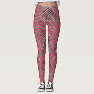 Schachbrett Muster diagonal grau 02.w Rot BG Leggings