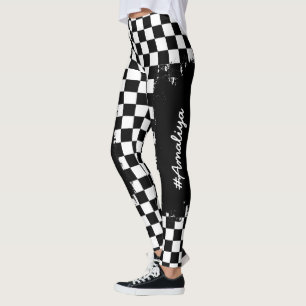 Schachbrett Muster Leggings - Racing - Sportlerinn