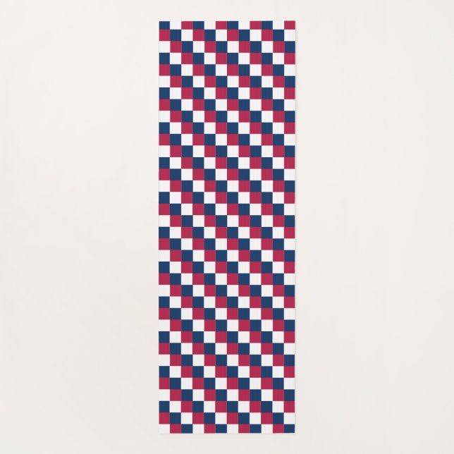 Schachbrett-Muster mit US-Flagge Yogamatte (Rückseite)