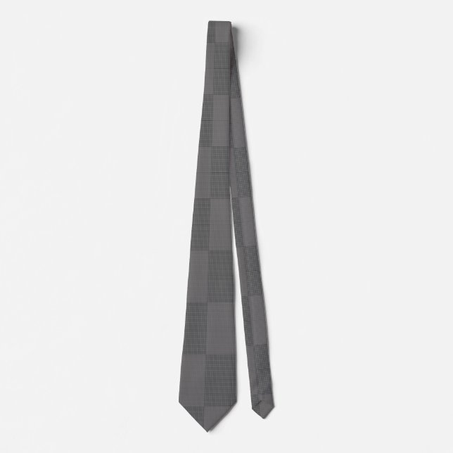 Schachbrett Pattern 04x4w DGrey BG Krawatte (Vorderseite)