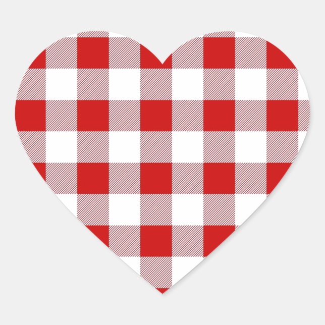Schachbrett Picnic Cloth Herz-Aufkleber (Vorderseite)
