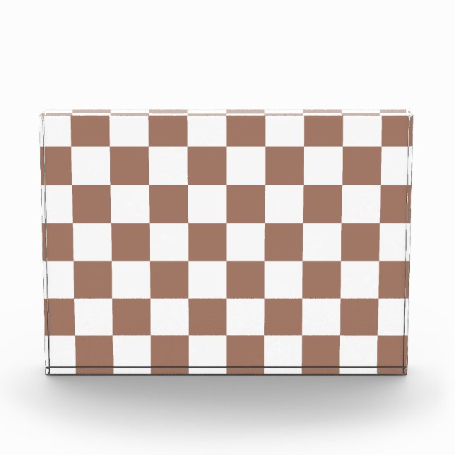 Schachbrett Quadrate mocha braunes, weißes geometr Fotoblock (Vorderseite)