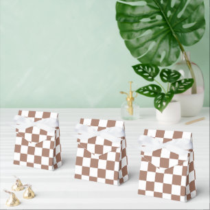 Schachbrett Quadrate mocha braunes, weißes geometr Geschenkschachtel