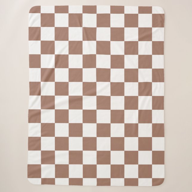 Schachbrett Quadrate mocha braunes, weißes geometr Sherpadecke (Vorderseite)