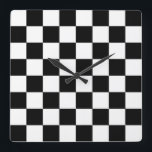 Schachbrett Quadratische Wanduhr<br><div class="desc">Schach im Schachbrett</div>