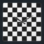 Schachbrett Quadratische Wanduhr<br><div class="desc">Schach im Schachbrett</div>