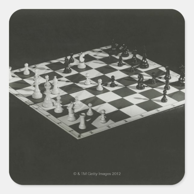 Schachbrett Quadratischer Aufkleber (Vorderseite)
