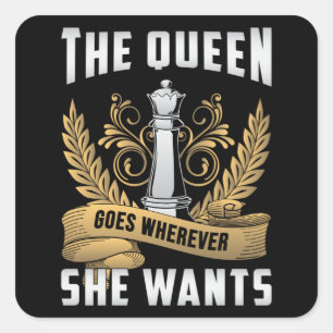 Schachbrett Queen Checkmate Board Game-Geschenk Quadratischer Aufkleber