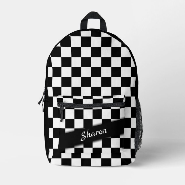 Schachbrett Race Flag Personal Bedruckter Rucksack (Vorderseite)