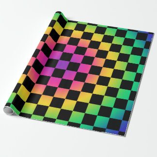 Schachbrett Regenbogen-Blumen-Muster Geschenkpapier