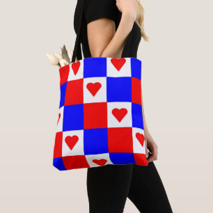 Schachbrett rot, weiß und blau tasche