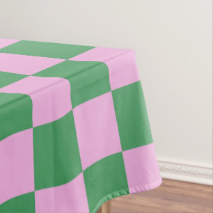Schachbrett Schachbrettmuster Rosa und Grün Tischdecke