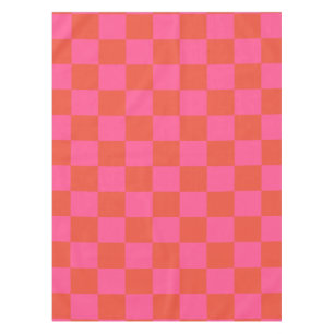 Schachbrett-Schachmuster in Rosa und Orange Tischdecke