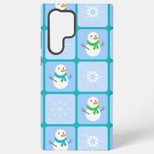 Schachbrett-Schneemann und Schneeflocken im Winter Samsung Galaxy Hülle
