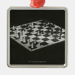 Schachbrett Silbernes Ornament