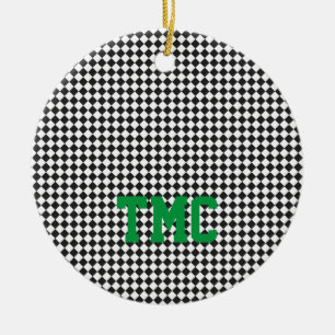 Schachbrett Sports Team Racing INITIALS Flag Keramik Ornament