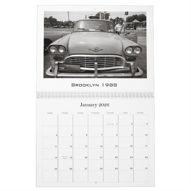 Schachbrett-Taxi-Fahrerhäuser durch Matt Weber Kalender (Jan 2026)