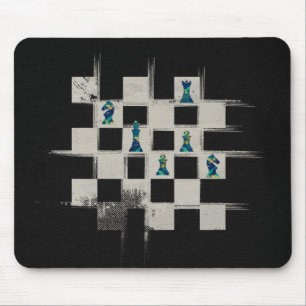 Schachbrett-und Marmor-Schach-Stückzusammensetzun Mousepad