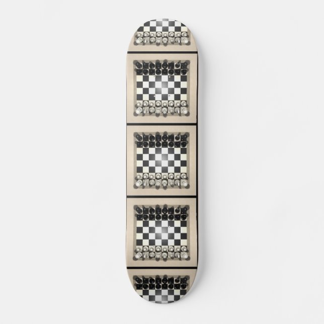 Schachbrett und Schachfiguren: Skateboard (Vorderseite)