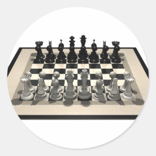 Schachbrett und Schachpartien: Runder Aufkleber