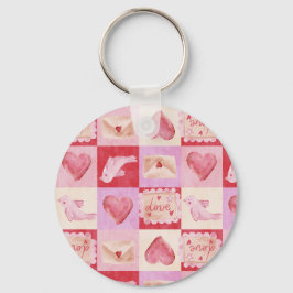 Schachbrett Valentin kariert rosa Creme Preppy Schlüsselanhänger
