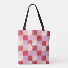 Schachbrett Valentin kariert rosa Creme Preppy Tasche