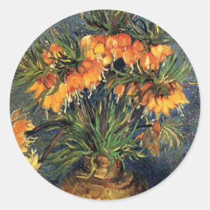 Schachbrettblumen in einer Kupfervase von Vincent  Runder Aufkleber