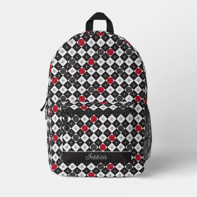 Schachbretter des Atomalters Bedruckter Rucksack (Vorderseite)